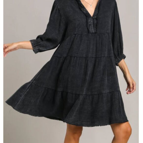 Size Large Umgee snow washed cotton gauze dress in Ash - Picture 11 of 14